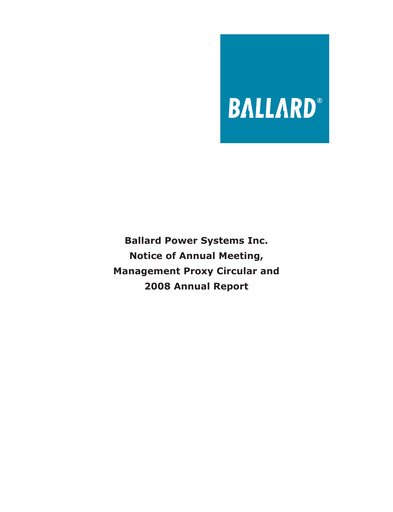 Thumbnail Ballard Power Systems
 Annual Report 2008