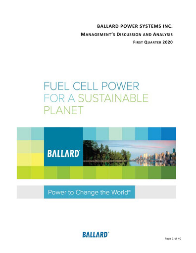 Thumbnail Ballard Power Systems
 Quarterly Report 2020-q1
