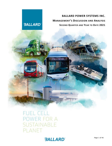 Thumbnail Ballard Power Systems
 Quarterly Report 2021-q2