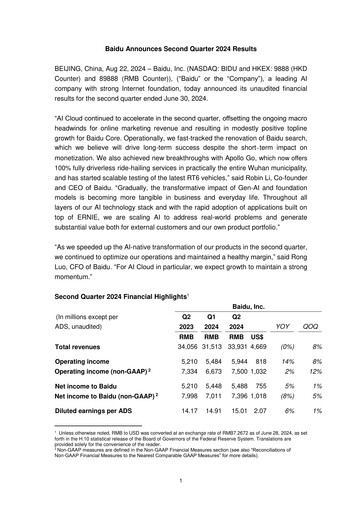 Thumbnail Baidu Quarterly Report 2024-q2