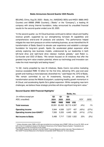Thumbnail Baidu Quarterly Report 2025-q2