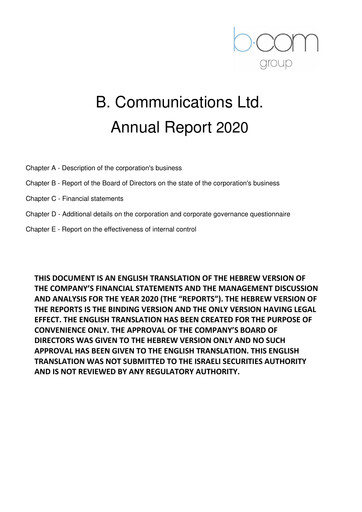 Miniature B Communications
 Rapport annuel 2020