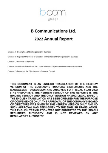 Miniature B Communications
 Rapport annuel 2022