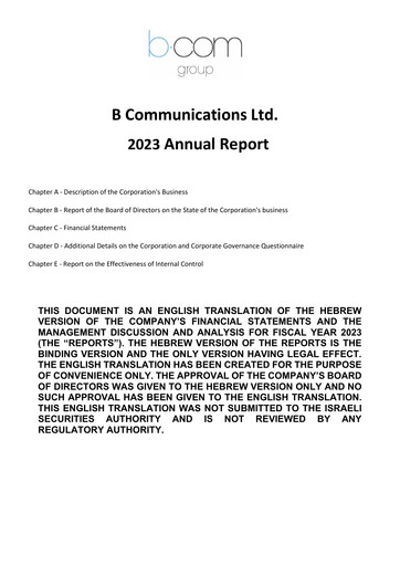 Miniature B Communications
 Rapport annuel 2023