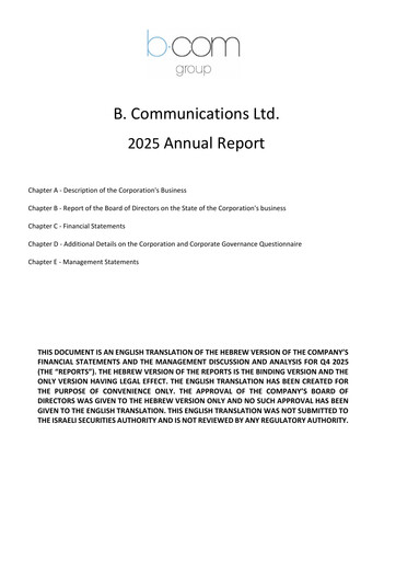 Thumbnail B Communications
 Annual Report 2025