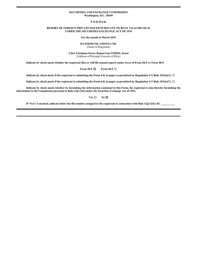 Thumbnail B Communications
 Financial Report 2018