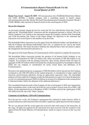 Miniature B Communications
 Bilan financier 2019-q2