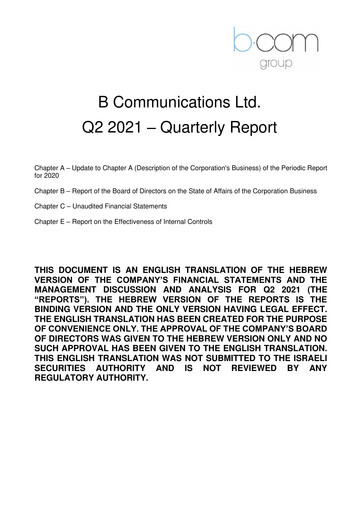 Miniature B Communications
 Rapport trimestriel 2021-q2