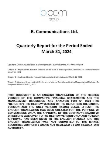 Miniature B Communications
 Rapport trimestriel 2024-q1
