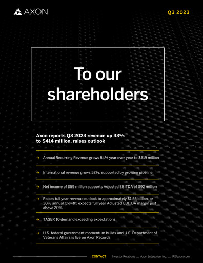 Vorschaubild Axon Enterprise
 Quartalsbericht 2023-q3