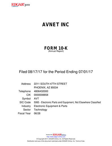 Thumbnail Avnet Annual Report 2017