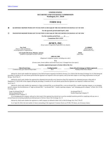 Thumbnail Avnet Quarterly Report 2022-q3
