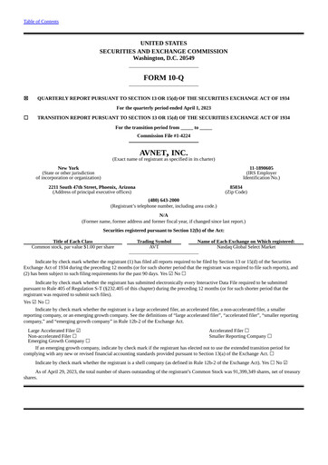 Thumbnail Avnet Quarterly Report 2023-q3