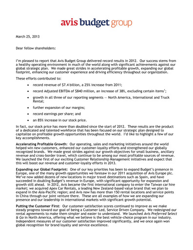 Thumbnail Avis Budget Group
 Annual Report 2012