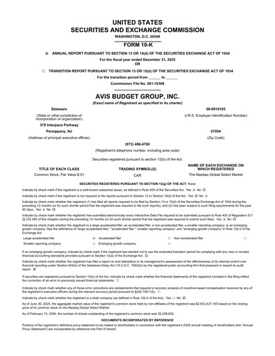 Thumbnail Avis Budget Group
 Annual Report 2025