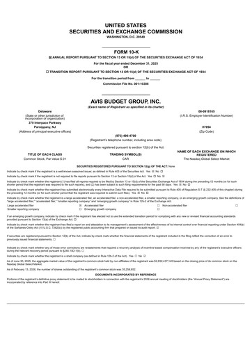 Thumbnail Avis Budget Group
 Financial Report 2025