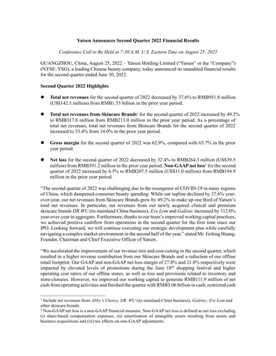 Thumbnail Yatsen Holding Quarterly Report 2022-q2