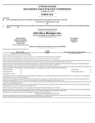 Miniature AbCellera
 Rapport annuel 2022
