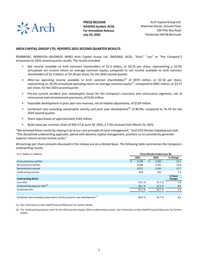 Thumbnail Arch Capital Quarterly Report 2025-q2
