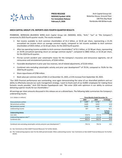 Thumbnail Arch Capital Quarterly Report 2025-q4