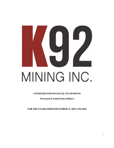 Thumbnail K92 Mining Financial Statement 2019