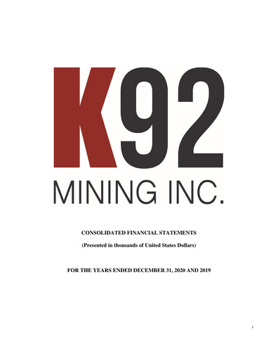 Thumbnail K92 Mining Financial Statement 2020