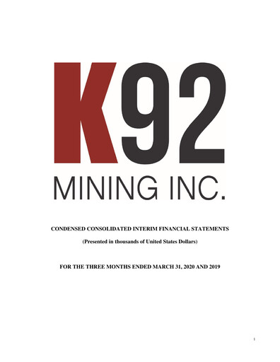 Vorschaubild K92 Mining Quartalsbericht 2020-q1