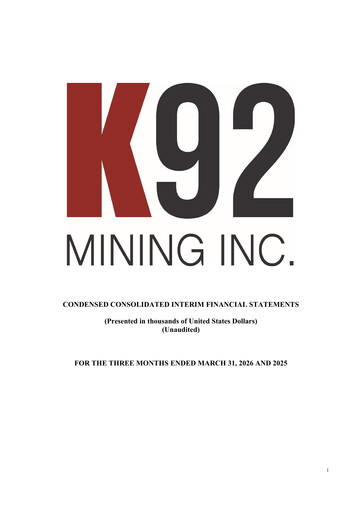 Vorschaubild K92 Mining Quartalsbericht 2026-q1