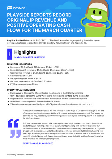 Thumbnail PlaySide Studios Quarterly Report 2023-q3