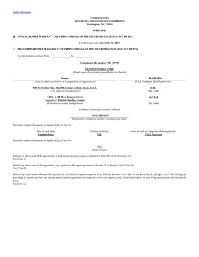 Thumbnail Uranium Energy
 Annual Report 2025