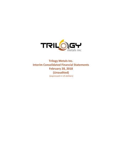 Miniature Trilogy Metals
 Rapport trimestriel fy2018-q1