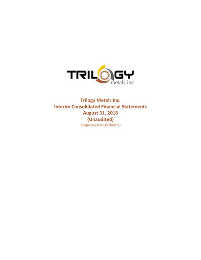 Miniature Trilogy Metals
 Rapport trimestriel fy2018-q3