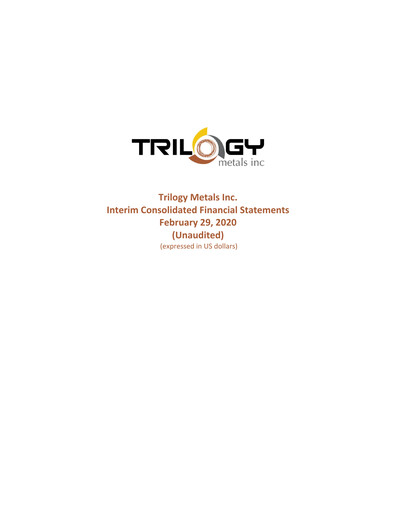 Miniature Trilogy Metals
 Rapport trimestriel fy2020-q1