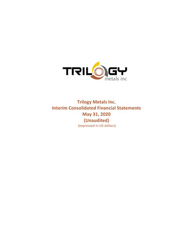 Miniature Trilogy Metals
 Rapport trimestriel fy2020-q2