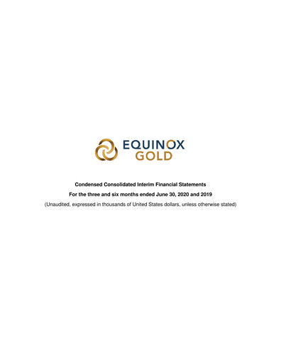 Thumbnail Equinox Gold
 Financial Statement 2020-q2