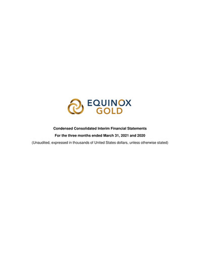 Thumbnail Equinox Gold
 Financial Statement 2021-q1