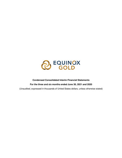 Thumbnail Equinox Gold
 Financial Statement 2021-q2