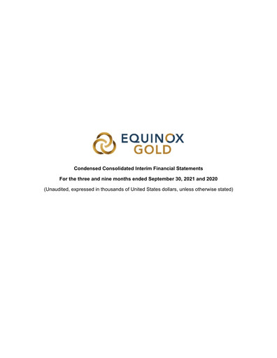 Thumbnail Equinox Gold
 Financial Statement 2021-q3