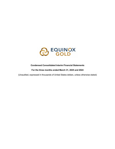 Thumbnail Equinox Gold
 Financial Statement 2025-q1