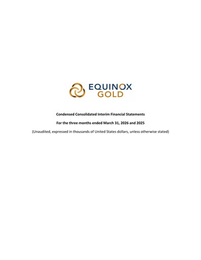 Thumbnail Equinox Gold
 Financial Statement 2026-q1