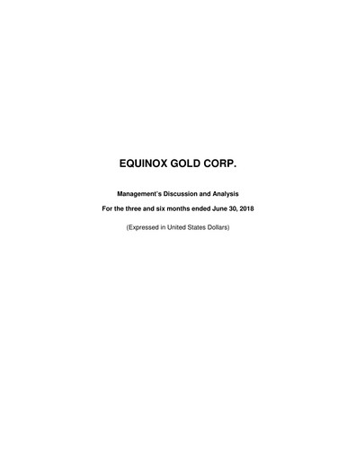 Vorschaubild Equinox Gold
 Quartalsbericht 2018-q2