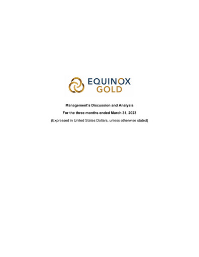 Vorschaubild Equinox Gold
 Quartalsbericht 2023-q1