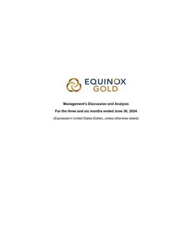 Vorschaubild Equinox Gold
 Quartalsbericht 2024-q2