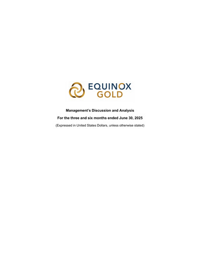 Vorschaubild Equinox Gold
 Quartalsbericht 2025-q2