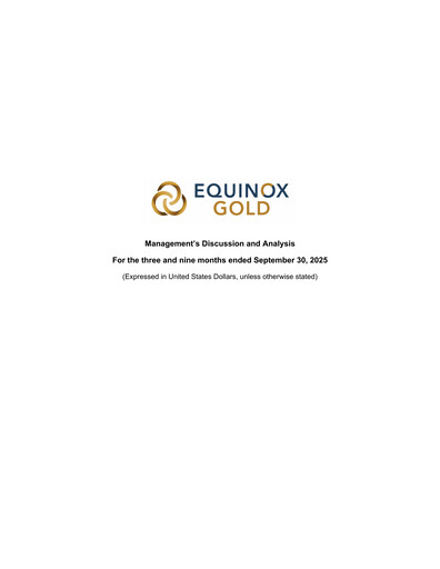 Vorschaubild Equinox Gold
 Quartalsbericht 2025-q3