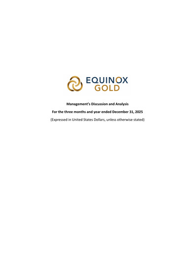 Vorschaubild Equinox Gold
 Quartalsbericht 2025-q4