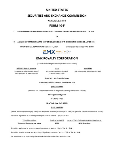 Thumbnail EMX Royalty
 Annual Report 2024