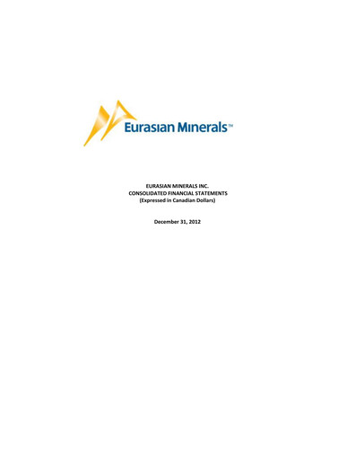 Thumbnail EMX Royalty
 Financial Statement 2012