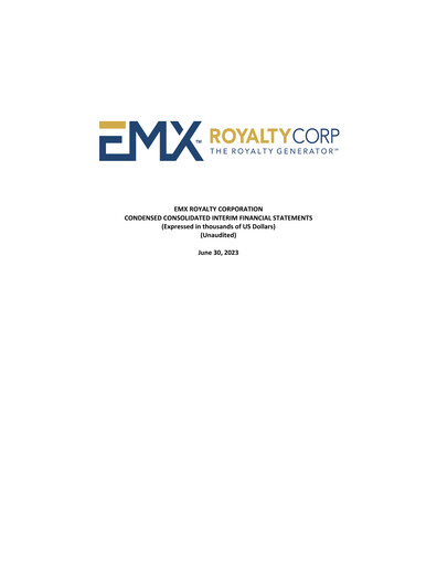 Thumbnail EMX Royalty
 Quarterly Report 2023-q2