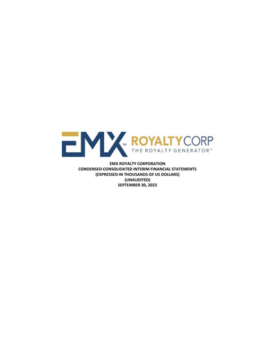 Thumbnail EMX Royalty
 Quarterly Report 2023-q3